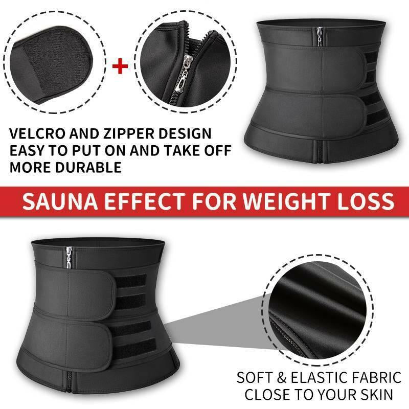 CATTIBOR Men Zipper Sauna Waist Trainer Cincher,Men Neoprene Workout Corset with Adjustable Hook & Eyes,Men & Women Trainer GYM Fitness Shapewear Sport Belt,Men Sportwear Polyster