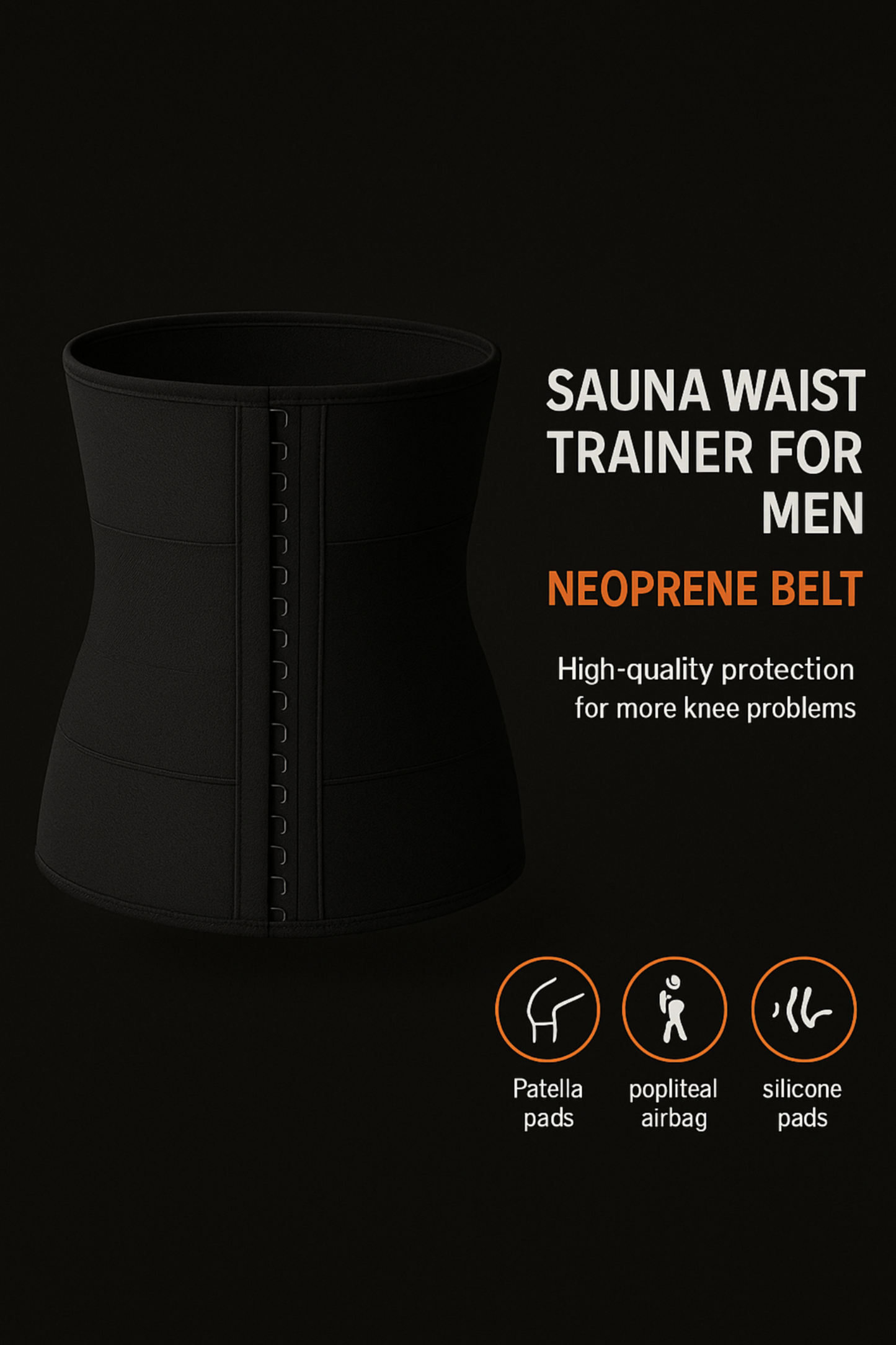 Sauna Waist Trainer for Men – Neoprene Belt for Fat Burning and Spine Support