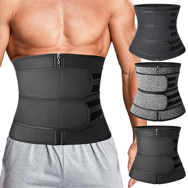 CATTIBOR Men Zipper Sauna Waist Trainer Cincher,Men Neoprene Workout Corset with Adjustable Hook & Eyes,Men & Women Trainer GYM Fitness Shapewear Sport Belt,Men Sportwear Polyster
